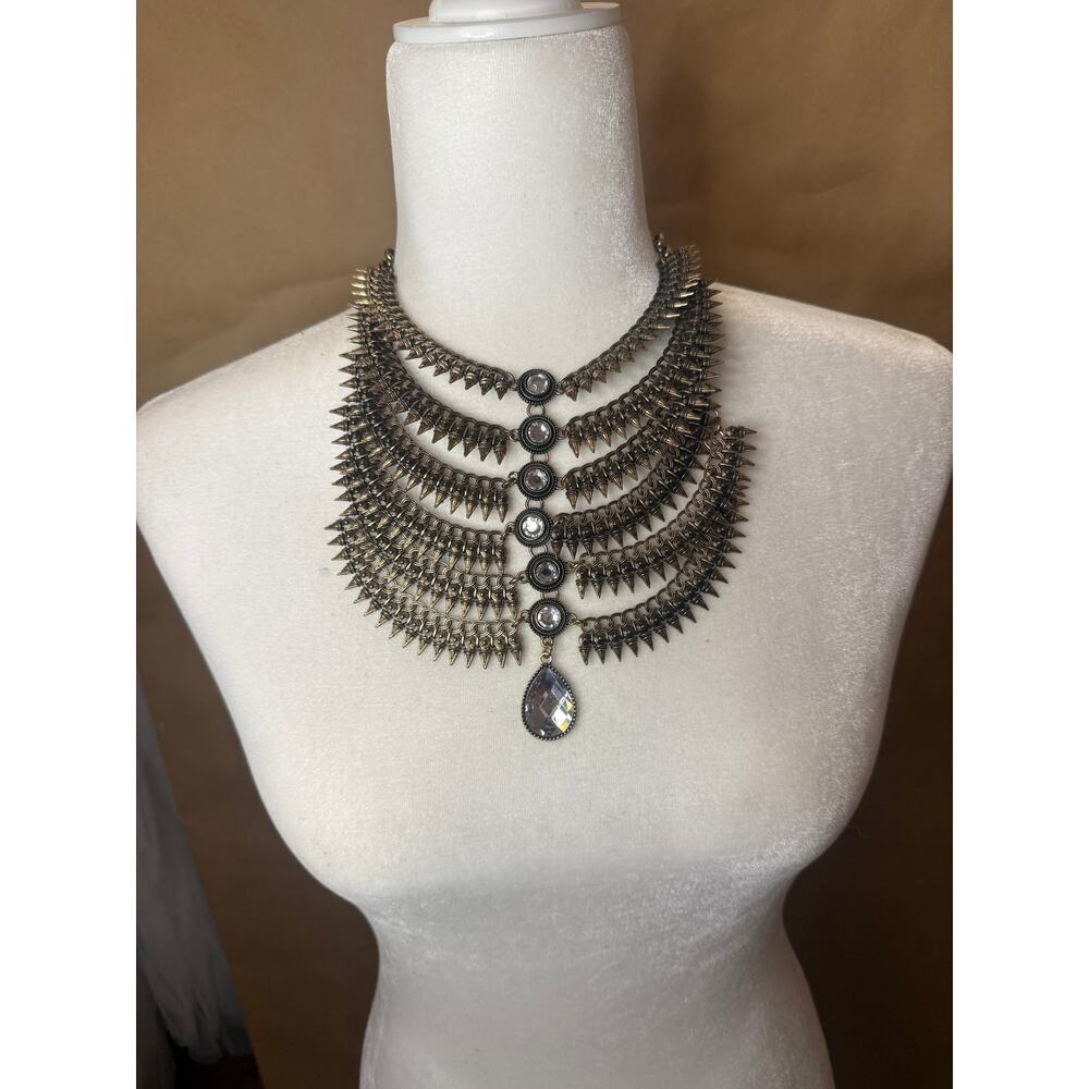 Crystal Rhinestone Tribal Boho Bib Statement Necklace